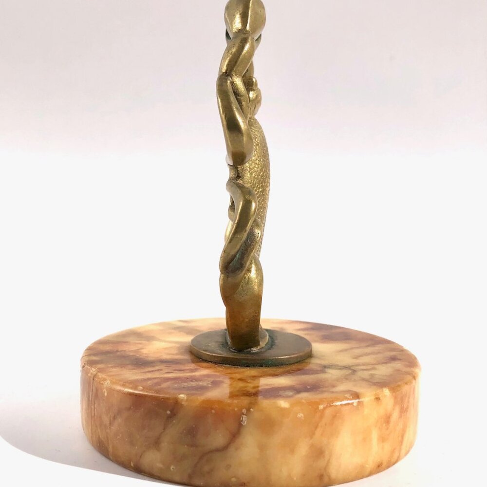 brass crab statue on marble nautical ocean astrological cancer vintage sculpture - Picture 6 of 13